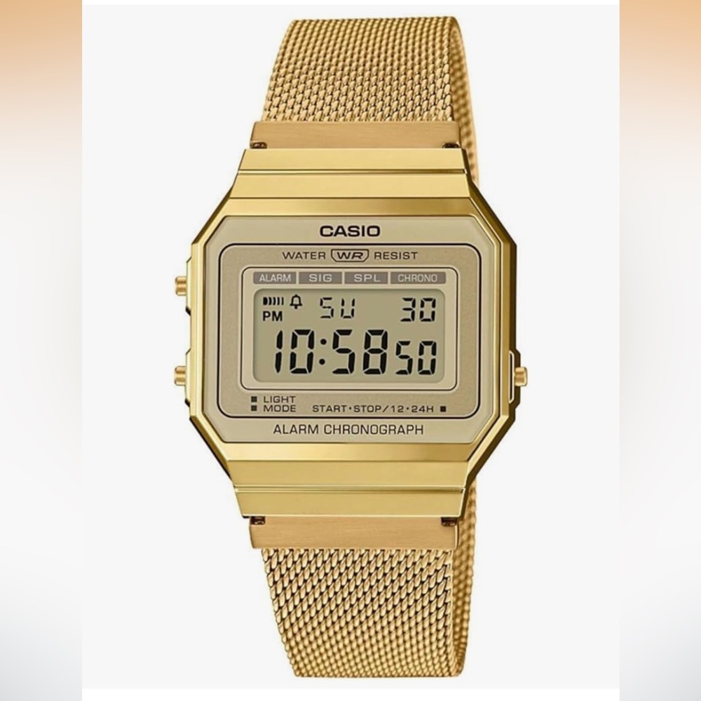 Casio Unisex Mid-Size Gold Tone Digital Retro Watch